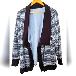 Northcrest Striped Navy and Blue Women's Cardigan Size XL